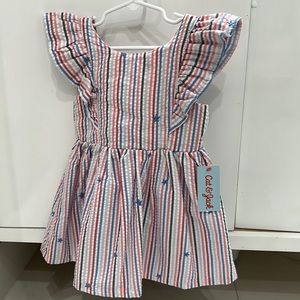 NWT | cat and jack red white and blue stripped dress with stars